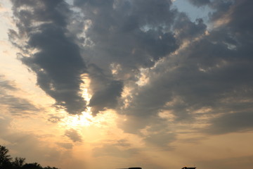 sky with clouds and sun