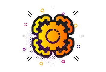 Settings cogwheel sign. Halftone circles pattern. Seo gears icon. Traffic management symbol. Classic flat seo gear icon. Vector