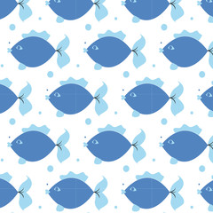 Fish pattern.  Cartoon style. Children's pattern for textiles and wrapping paper.