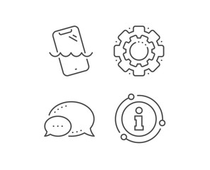 Smartphone waterproof line icon. Chat bubble, info sign elements. Phone sign. Mobile device symbol. Linear smartphone waterproof outline icon. Information bubble. Vector