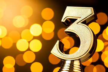 Third placed runner up gold trophy award