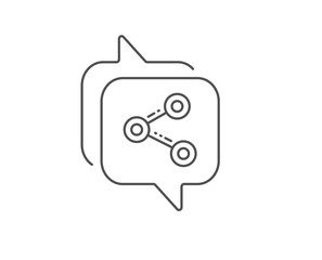Share line icon. Chat bubble design. Social media sign. Follow symbol. Outline concept. Thin line share icon. Vector
