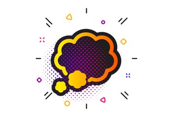 Speech bubble sign. Halftone circles pattern. Talk bubble icon. Chat message symbol. Classic flat talk bubble icon. Vector