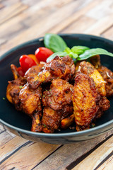 fried chicken wings on table
