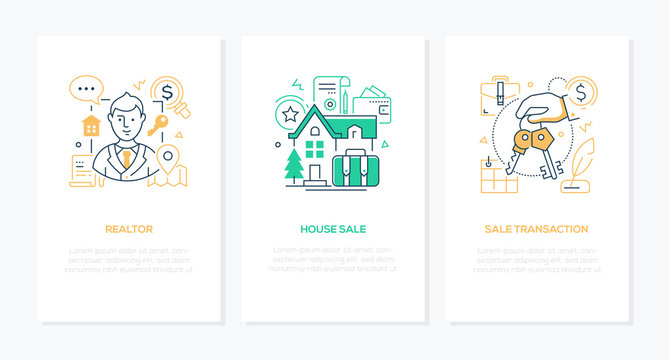 Real estate services - line design style banners set