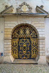 Beautiful gate of the old house in the old town of Bautzen. Germany.