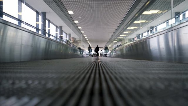 Walkalator in airport terminal 