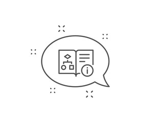 Fototapeta premium Technical algorithm line icon. Chat bubble design. Project documentation sign. Outline concept. Thin line technical algorithm icon. Vector