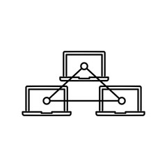 Computer network icon. Outline thin line flat illustration. Isolated on white background.