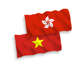 Flags of Hong Kong and Vietnam on a white background