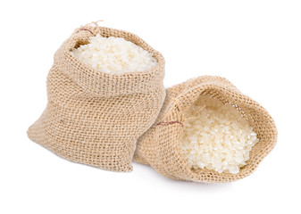 Jasmine rice on white background