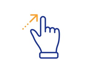 Slide arrow sign. Touchscreen gesture line icon. Swipe action symbol. Colorful outline concept. Blue and orange thin line touchscreen gesture icon. Vector