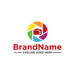 Camera logo icon vector. Simple design on white background.