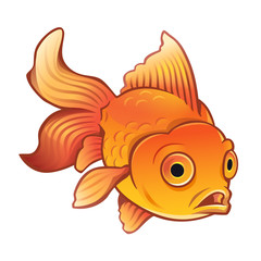 Сute goldfish. Isolated on white. Vector illustration