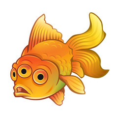 Goldfish with three eyes. Isolated on white. Vector illustration