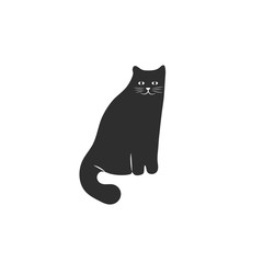 Cute character simple black style of cat. Silhouette icon of british shorthair breed for different design.