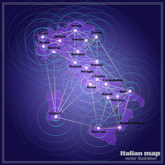 Italy map. Bright illustration map of Italy with communications lines. Vector illustration.