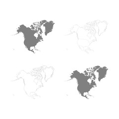 vector illustration with Political Maps of North America