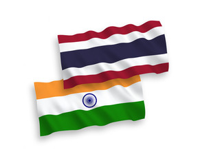 Flags of India and Thailand on a white background