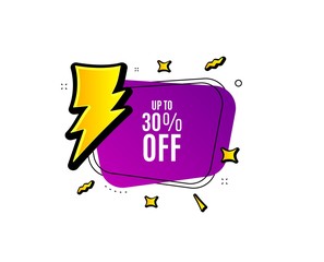 Up to 30% off Sale. Banner badge, offer sticker. Discount offer price sign. Special offer symbol. Save 30 percentages. Discount tag banner. Sticker badge. Vector