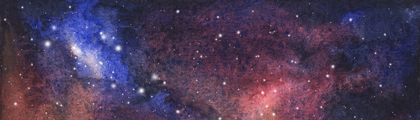 Abstract watercolor galaxy sky background, Cosmic texture with stars.