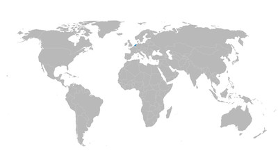 Netherlands map marked blue on world map vector
