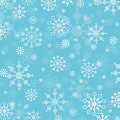 Snowflakes on a blue background. Luxury festive background for Christmas and New Year Design of banners, cards, posters, wallpaper. Winter frosty print. Holiday Frame.