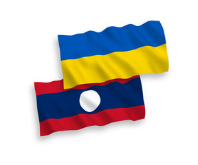 Flags of Laos and Ukraine on a white background