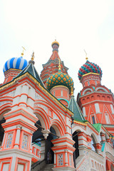 Fototapeta na wymiar Saint Basil's Cathedral low angle view on the Red Square in Moscow, Russia 