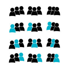 People icon. Team. One out of total. Isolated icon. Flat style. Vector