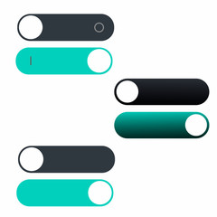 Fototapeta premium Toggle switch on or off. Flat style. Isolated set. Vector