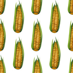 Watercolor seamless pattern with corn. Hand drawing decorative background. Print for textile, cloth, wallpaper, scrapbooking