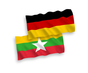 Flags of Myanmar and Germany on a white background