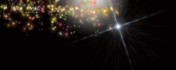 Obraz premium Futuristic particle panorama background design illustration with lights