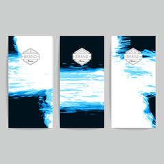 Set of vector business card templates with brush stroke background.