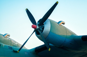 Fototapeta na wymiar propeller blades of an old vintage cargo plane