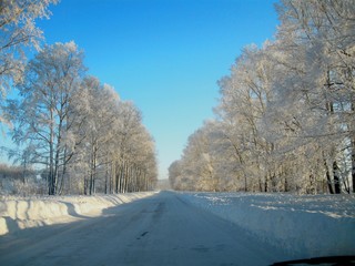 Fototapeta na wymiar snowy road in winter