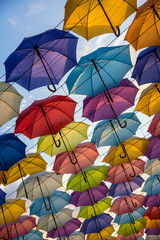 Umbrellas in the sky. Odessa, Ukraine.