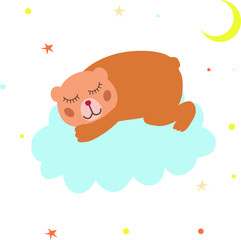 Sleeping bear. Vector illustration in a flat style.