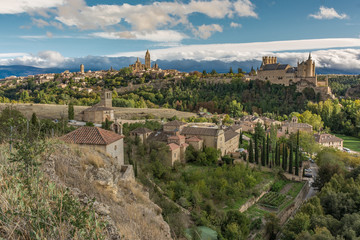 Fototapeta na wymiar Panoramic view of the City of Segovia (Spain)