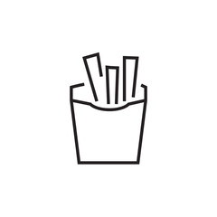 FRIED POTATOES simple linear icon on white background, french fries. Editable stroke. Fast food. Can be used as a sticker and more. VECTOR