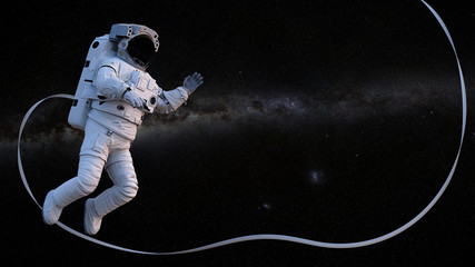 astronaut in front of the stars of the Milky Way galaxy © dottedyeti