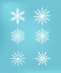 Naklejka na ściany i meble Cute snowflakes collection vector illustration