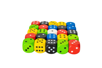 gaming dices isolated on white background, victory, chance, lucky. Top view.