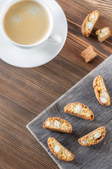 Cup of coffee with cantuccini