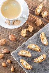 Cup of coffee with cantuccini