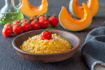 Portion of pumpkin risotto
