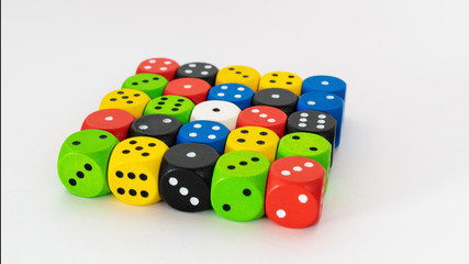 gaming dices, victory, chance, lucky. Top view.