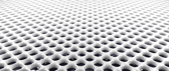 Glossy white metal grid background, 3d rendering