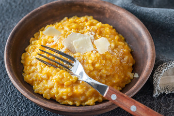 Portion of pumpkin risotto